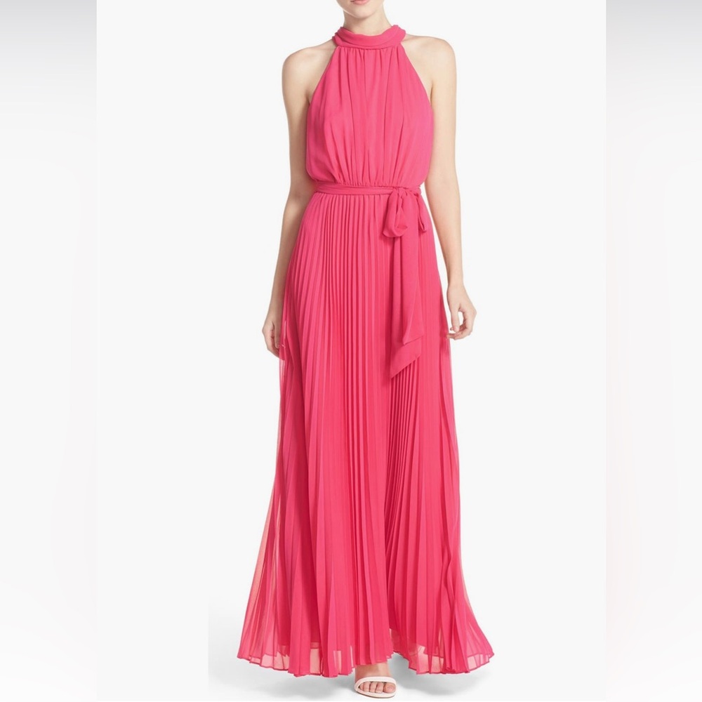 Eliza J Pleated Chiffon Maxi Dress